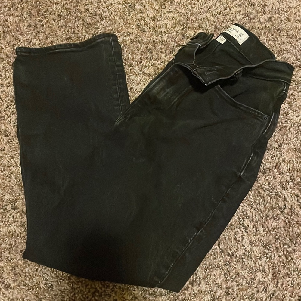ABERCROMBIE & Fitch Jeans 24P (00) Black Denim Ultra High Rise Kick Flare curve